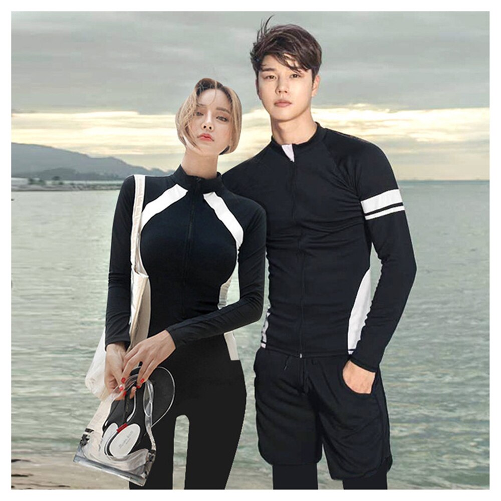 Traje de baño de manga larga para mujer, bañador de una pieza liso con cremallera, 5 conjuntos de traje de baño negro para surfear, pantalones largos con almohadilla