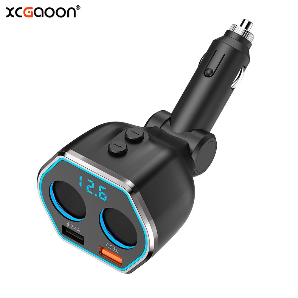 XCGaoon QC3.0 Snel Opladen 2 USB Car Charger & 2 Sockets Manier Auto Multi Functionele Sigarettenaansteker Splitter Power Adapter 80 W