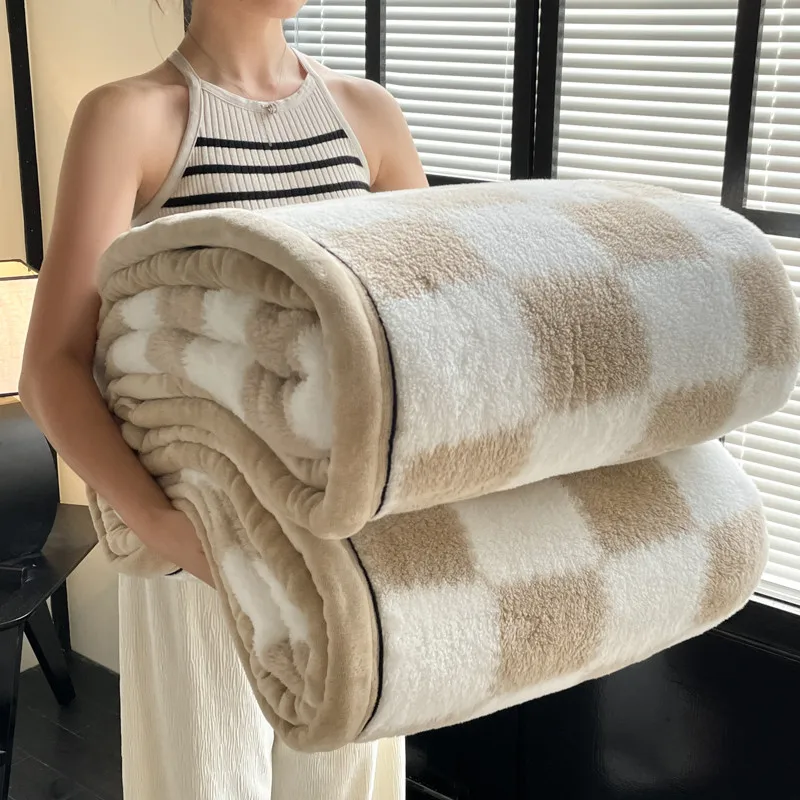Couverture d'hiver chaude en peluche, Plaid de A, polaire de corail, douce et épaisse, pour canapé, simple, Double, couvre-lit en fourrure pour Couple: 70x100 cm / Rouge