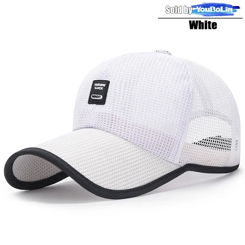 summer outdoor extended brim sunshade mesh hat sun protection baseball cap summer large brim breathable hat: WHITE