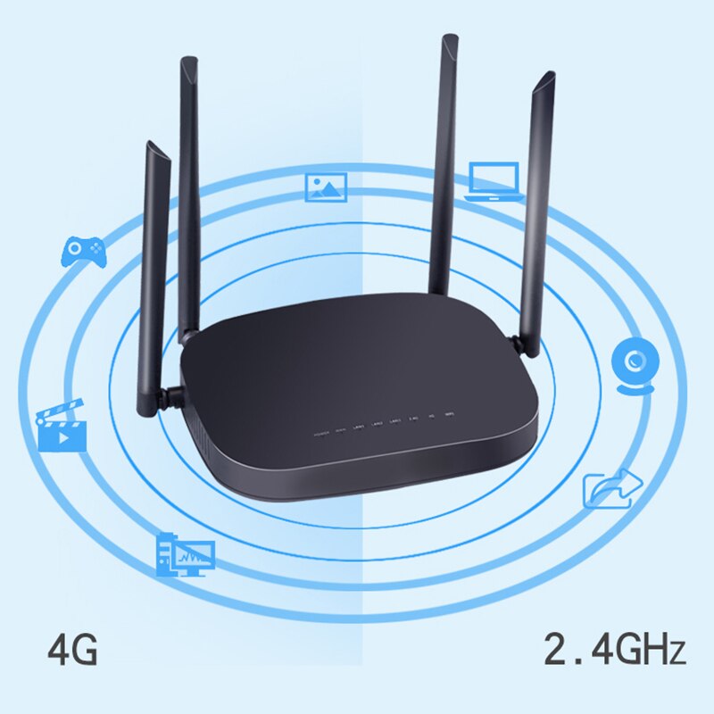 4G CPE Router 3G/4G LTE 300Mbps kabellos Wifi Hotspot mit Sim Karte Slot 4 antennen für Eurpo Asien Pazifik EU Stecker Schwarz