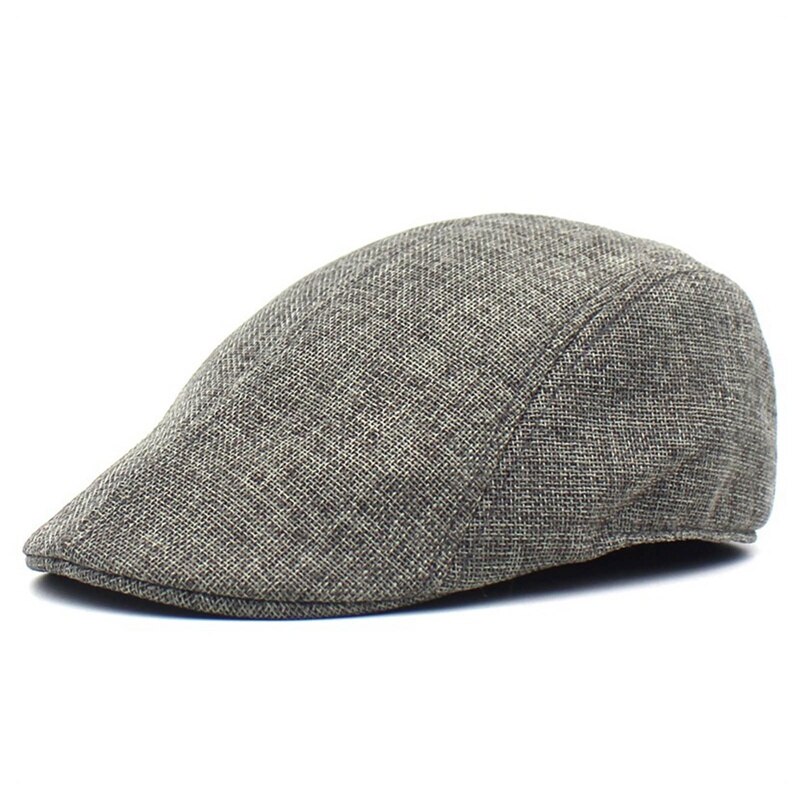 Classic Flat Ivy Cap Tweed Newsboy Cap For Men Dark Grey Khaki Retro Cap For Men And Women: GY