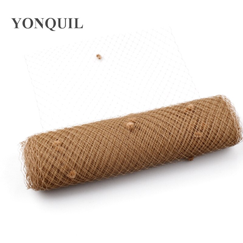 Lawenda 25CM Mix kropki welony z klatek fascynator welon DIY do włosów akcesoria kapelusz Millinery Handwork ślubne dla nowożeńców siatki nakrycia głowy: khaki