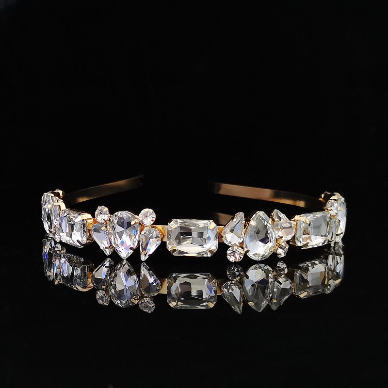 Ladies Tiaras Full Crystal Simple Hair Bands Hair Hoops Lady super flash Wedding Hair Accessories: XZ016white