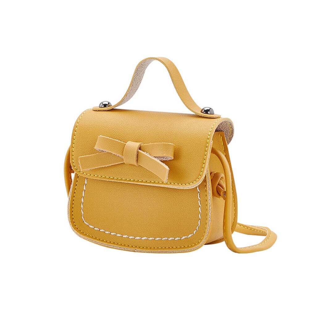 7 couleurs nouvelle enfants filles nœud monnaie sacs à main enfant en bas âge bébé filles sacs de messager princesse école sacs à bandoulière: Jaune