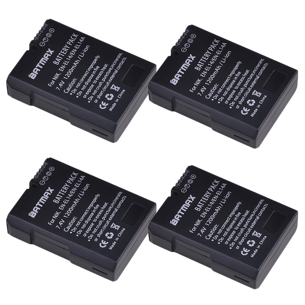 2 batteries ENEL14 EN EL14 a + LCD, double chargeur USB pour Nikon D3100 D3200 D3300 D5100 D5200 D5300 P7000: 4 Battery