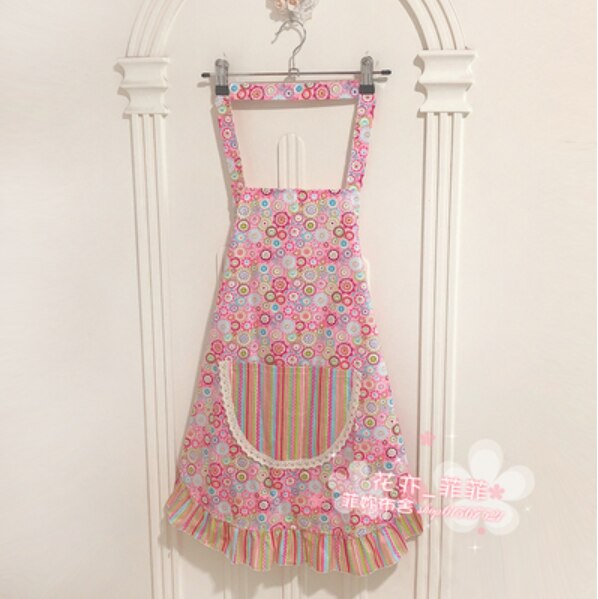 cotton cloth princess apron print floral cleaning apron kitchen aprons for women baking mats helper Sleeveless Apron: 020