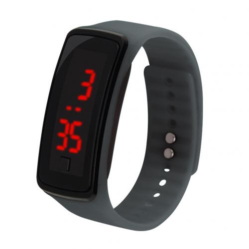 Kids Digital Watch Kids Sport Silicone Adjustable Band LED Screen Electronic Digital Wrist Watch Bracelet Clock montre enfant: Grey