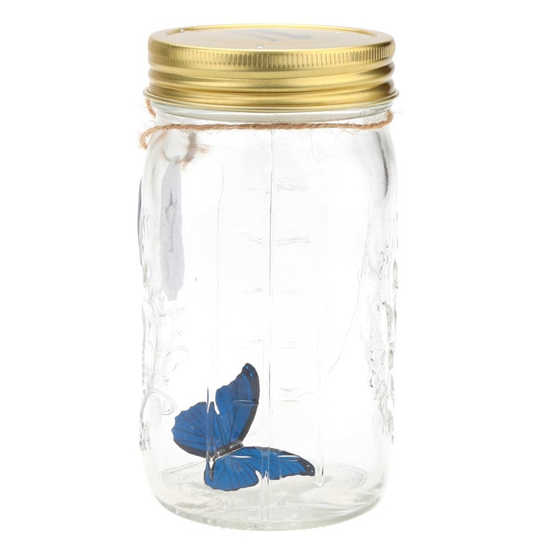 Romantische Glas Led Lamp Vlinder Jar Valentine Kinderen Decoratie Blauw: Blue