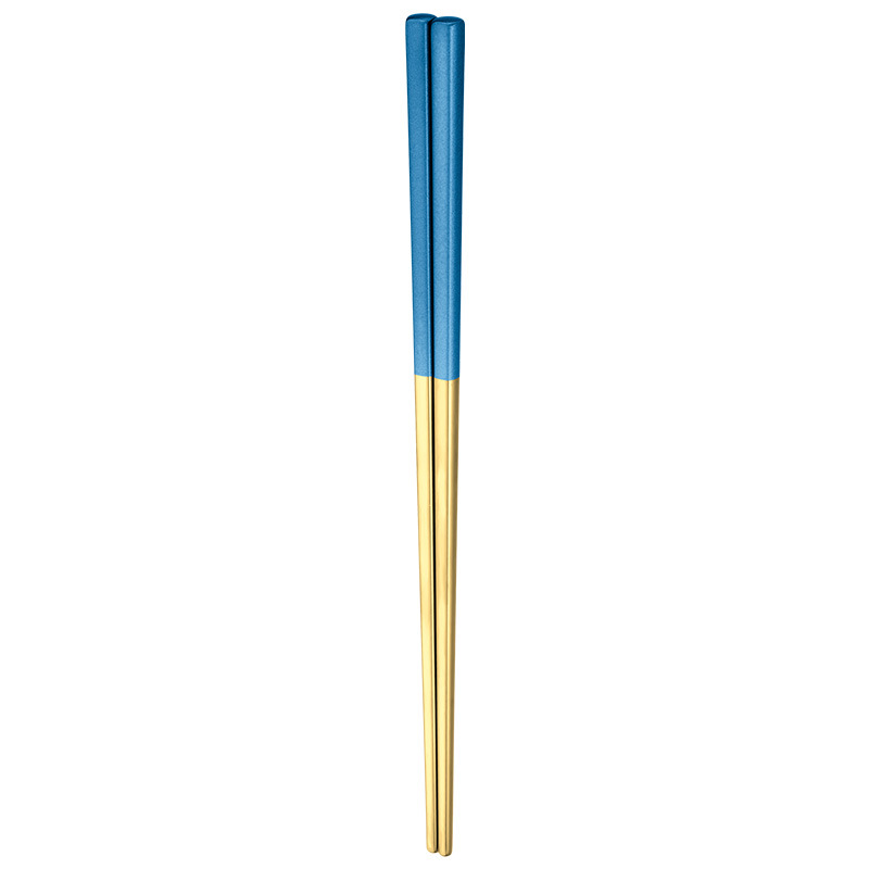 Luxury Metal Baguette Sticks Sushi Tableware Chinese Korean Chopsticks Home 304stainless Steel Chopsticks Japan Dinnerware: Blue gold