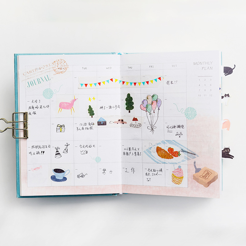 Peekaboo lille kat bullet journal box sæt kawaii papirvarer