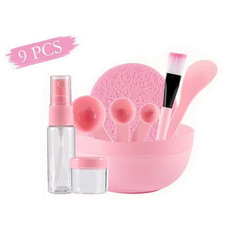 Juego de 9 unids/set de pinceles, cuchara, botella, esponja, maquillaje casero de , herramienta de belleza, Kit de herramientas para mascarillas faciales