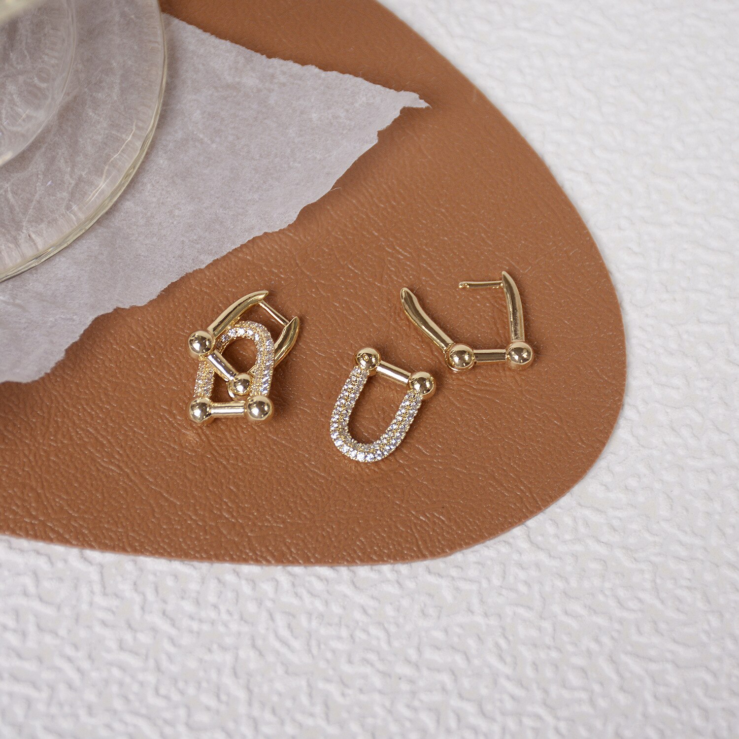 S925 zarte ohrstecker aus sterlingsilber mit zirkonia Ich bin schlichten geometrischen stil für damen; 14k ohrringe aus echtem Gold