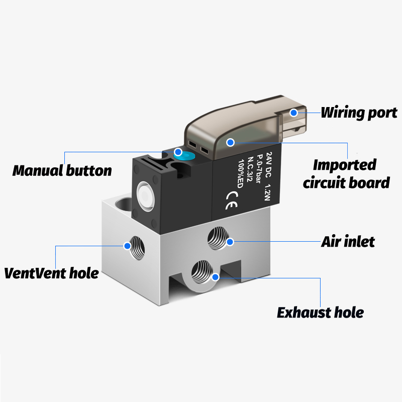 Válvula solenoide en miniatura de alta frecuencia, válvula de aire de 10mm, válvula de control de tres vías de dos posiciones de 30Hz, válvula de vacío de 24V 12V 6V
