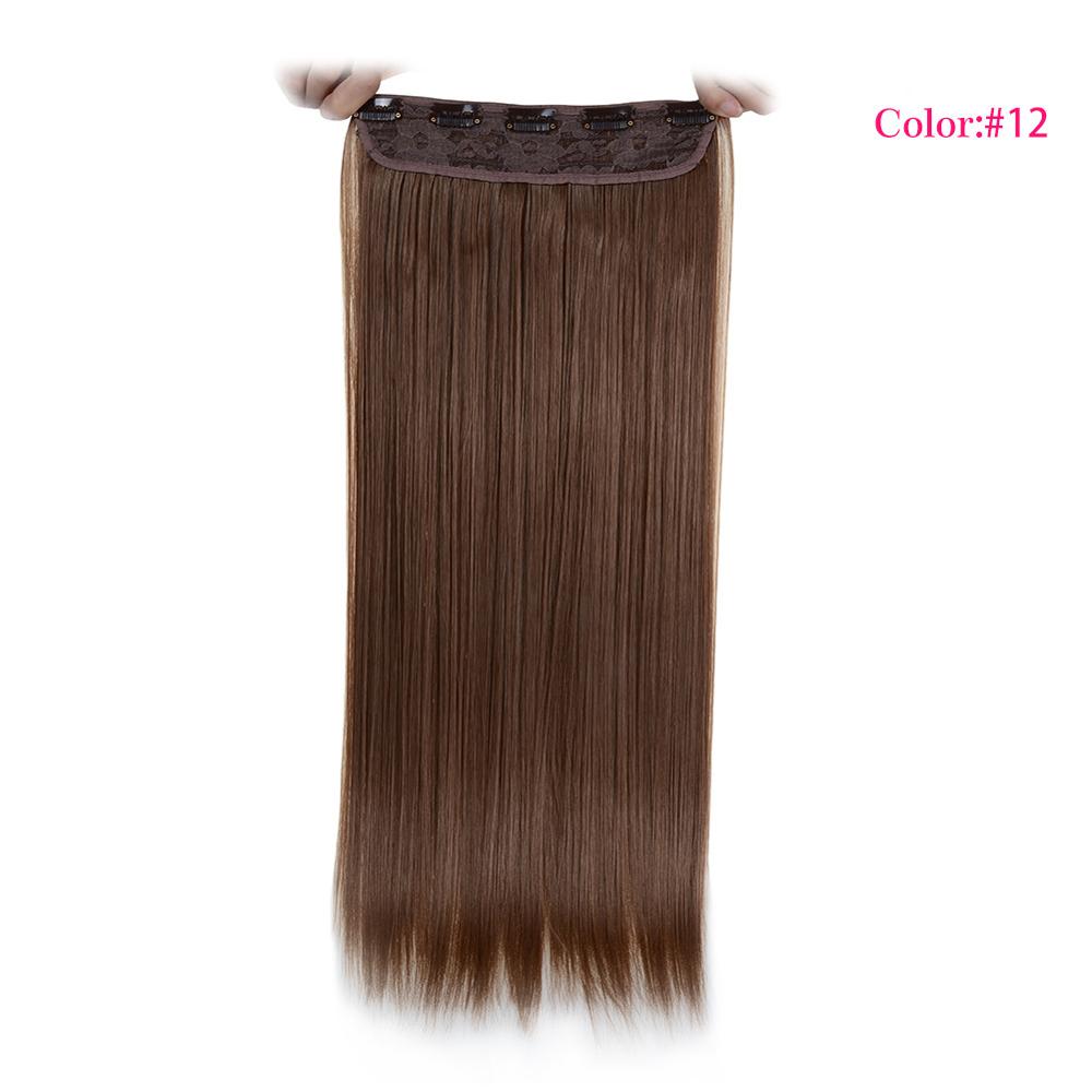 Valen Pruiken 22 inch 5 Clips In Een Stuk Pure Kleur Straight Stijl Haar Clip Op Een Stuk Synthetisch Haar extensions Voor Vrouwen: #12