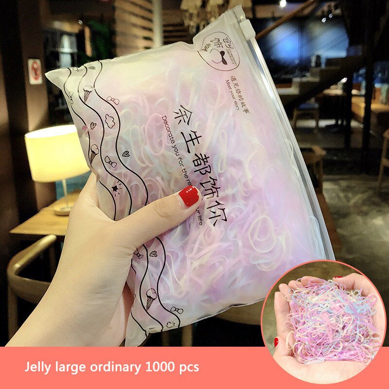 1000 pçs/lote bandas de cabelo elásticas descartáveis crianças meninas bandas de borracha titular rabo de cavalo scrunchie acessórios de cabelo: Jelly 1000pcs