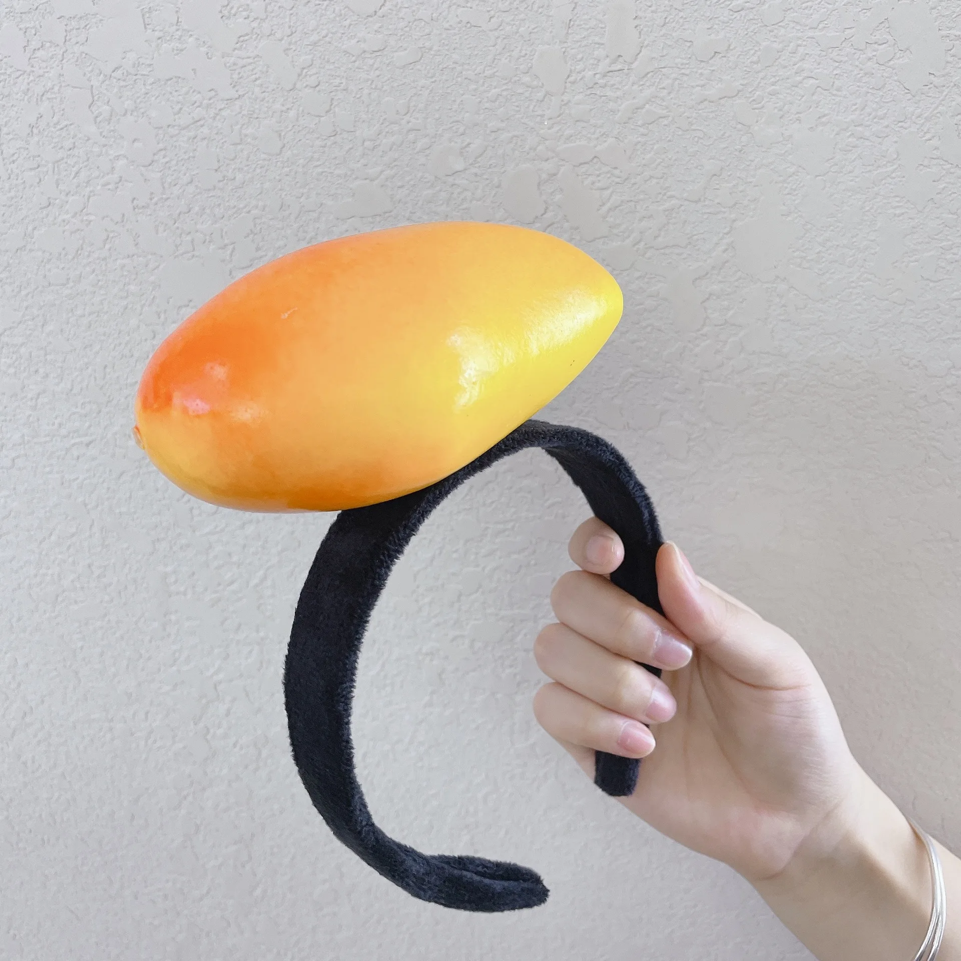Diadema de frutas y verduras para adultos y niños, de zanahoria, plátano, pan, bandas de pelo de animales, disfraz de Halloween de felpa, Cosplay: Azul cielo