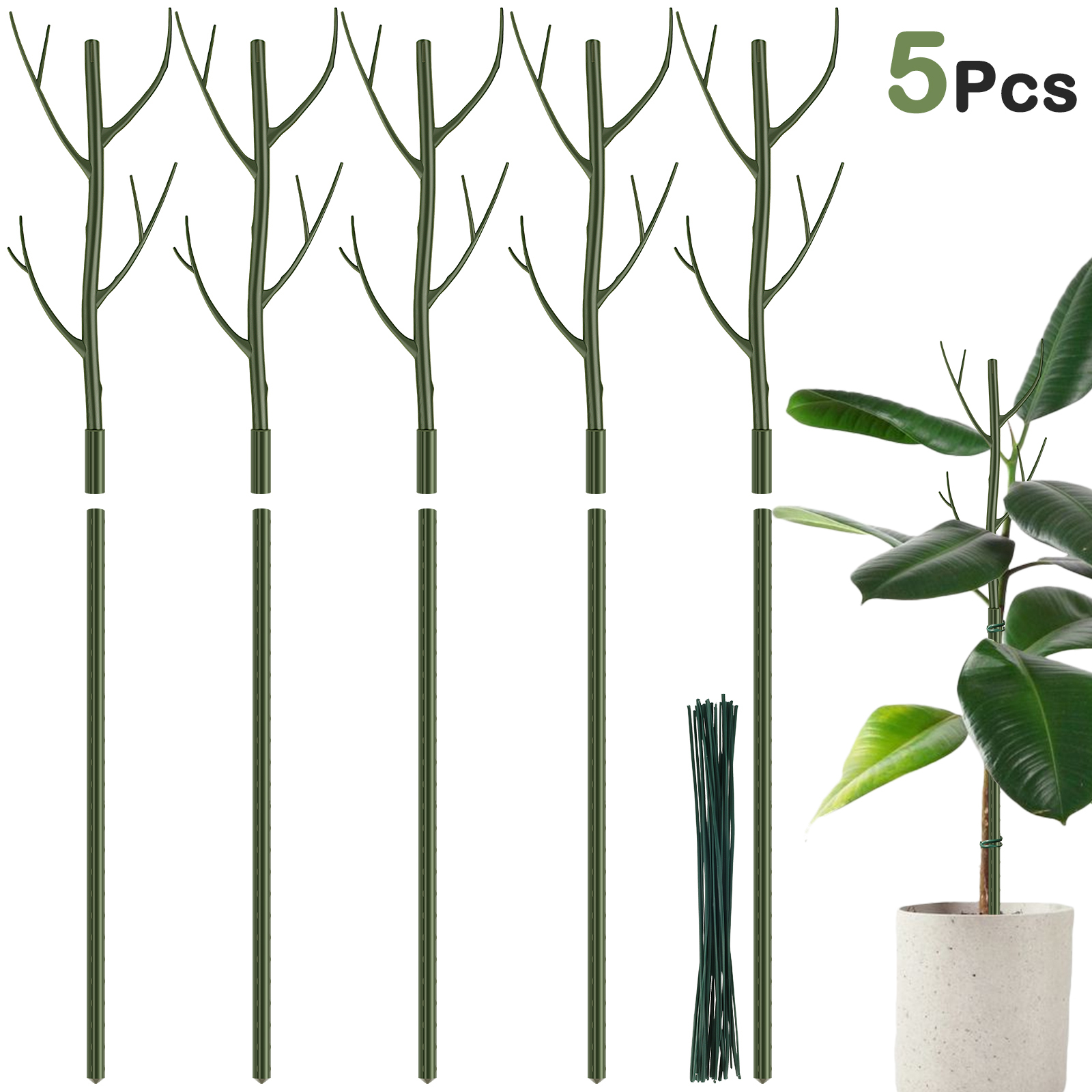 5 Stuks Plant Support Stakes Herbruikbare Gesimuleerde Boomtak Zet Wijnstok Klimbeugel Voor Potplanten Tuingereedschap