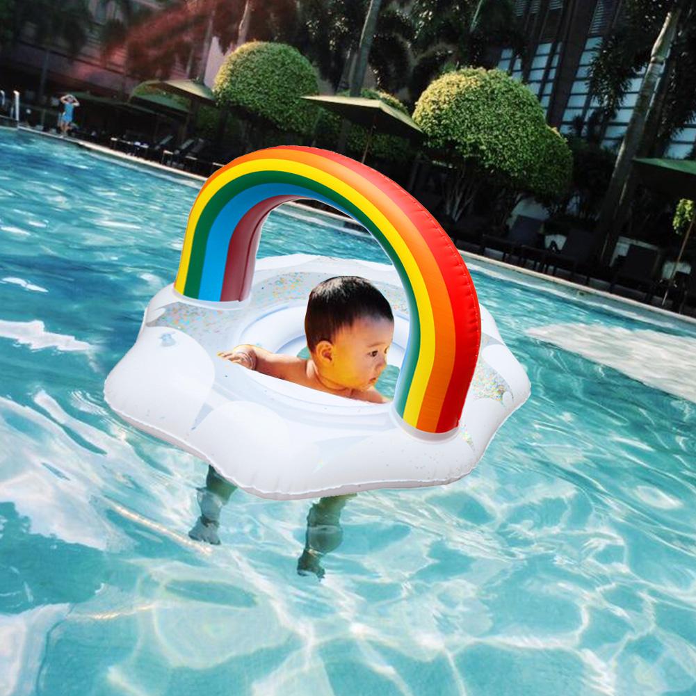 Kids PVC Swim Float Rainbow Swimming Ring Thickened Lifebuoy For Babies Toddlers