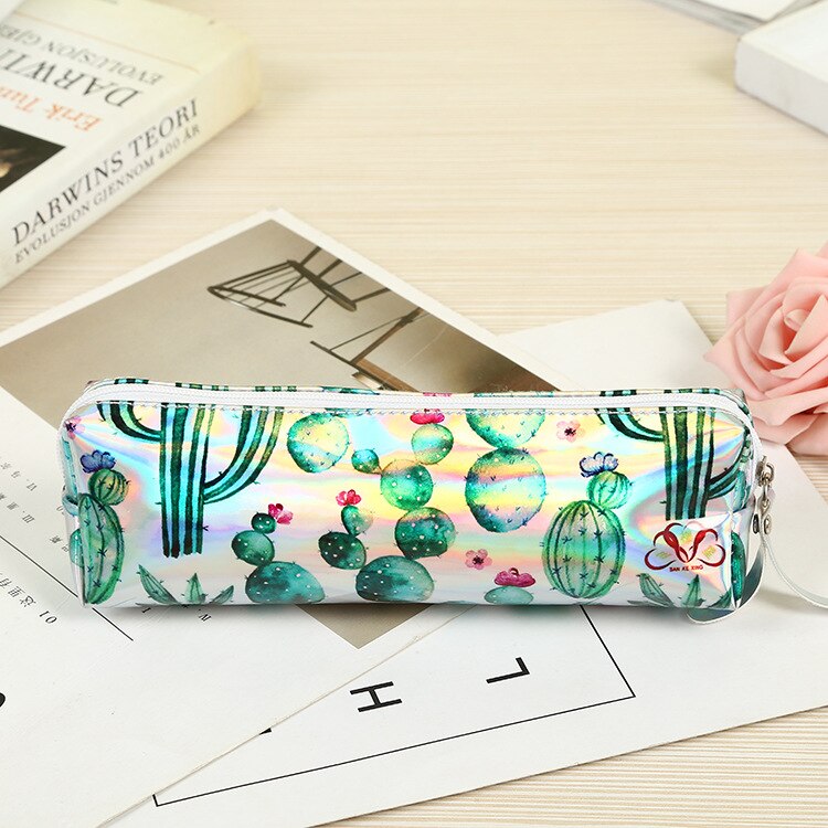1pcs kawaii Simple transparent pencil box cute Pink pattern Office Student pencil boxs School Supplies Pen Box Astuccio Scuola: 5