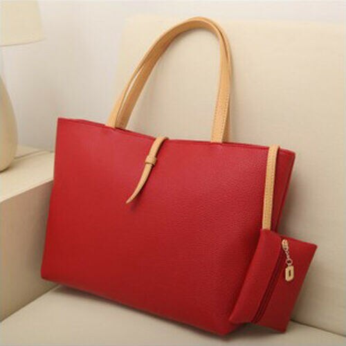 Frauen Handtasche Faux Leder Bote Einkaufen Tasche Handtasche Dame Schulter Tasche Totes Geldbeutel: Rot