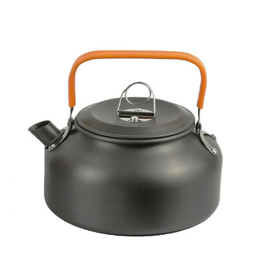 Falten Aluminium draussen Camping Kochgeschirr einstellen Tragbare Cookset Leichte Picknick Wasser Wasserkocher Topf Pfanne Schüssel Löffel Bausatz Mit Gittergewebe: Orange Teekanne