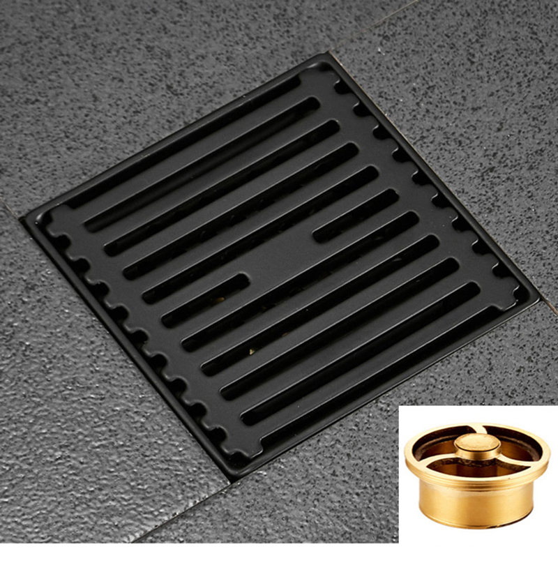 Stainless Steel Direct Row Large Displacement Floor Drain Bathroom Bathroom Balcony Anti Odor And Anti Blocking Baking Paint: 201 Brass B