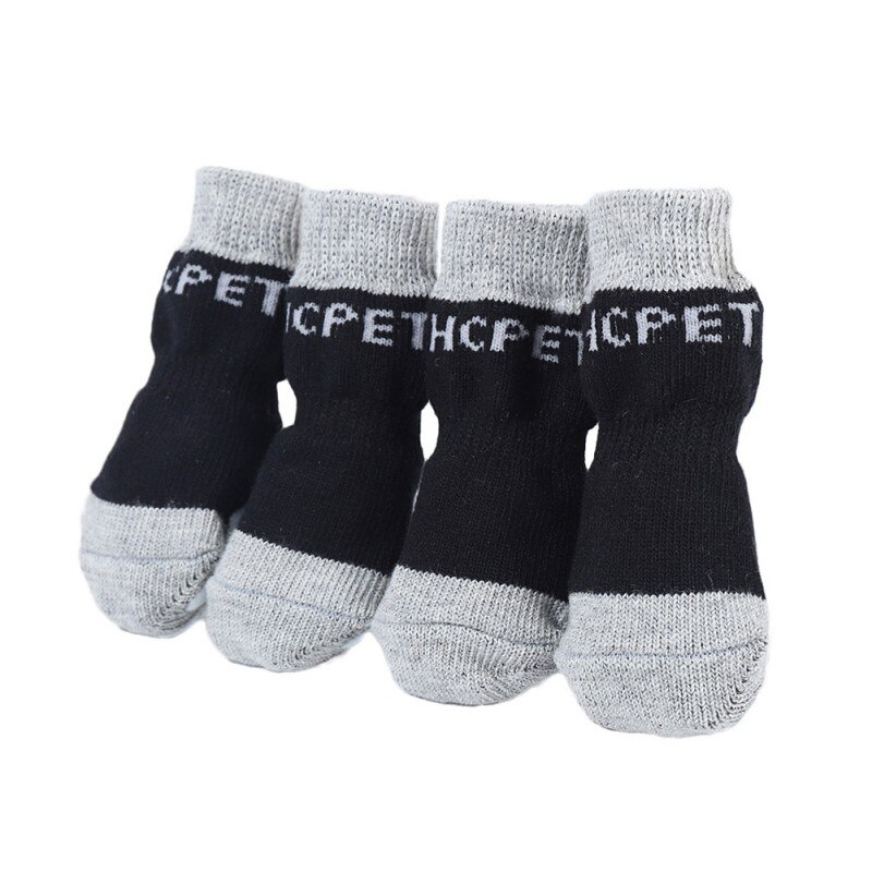 4pcs/lot Anti-slip Puppy Cat Knit Socks Dog Shoes Lovely Warm Dog Socks Cute Cartoon Print Cats Dogs Boots Winter Wear