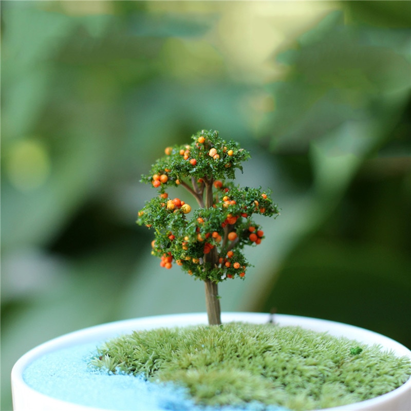 1pc mini tre kunstig hage miniatyr harpiks håndverk hjemmedekorasjon mikro landskap bonsai plante