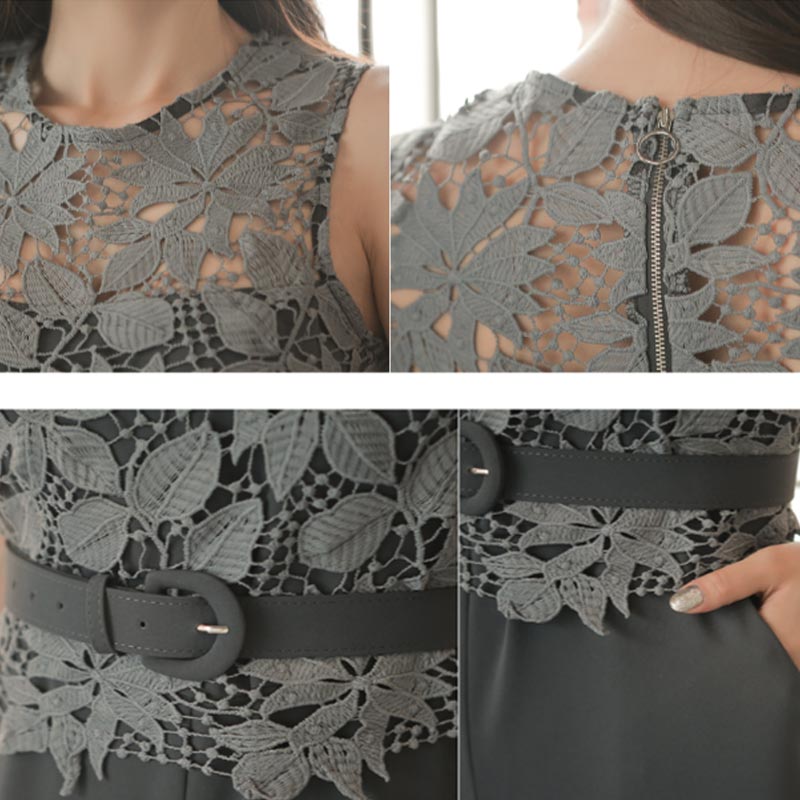 Monos elegantes a la para mujer, monos formales sin mangas de encaje para mujer, mono de pierna ancha holgado, monos de encaje