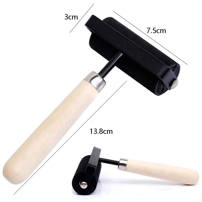 1.5 Inch and 3 Inch Hard Rubber Roller Heavy Steel Frame Craft Tools 2 Pieces