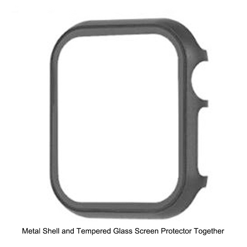 Alpq hoesje voor apple watch 38mm 40mm 42mm 44mm metalen behuizing gehard glas volledige beschermfolie voor apple watch 4 3 2 1 hoesje: Zwart / Voor 38mm