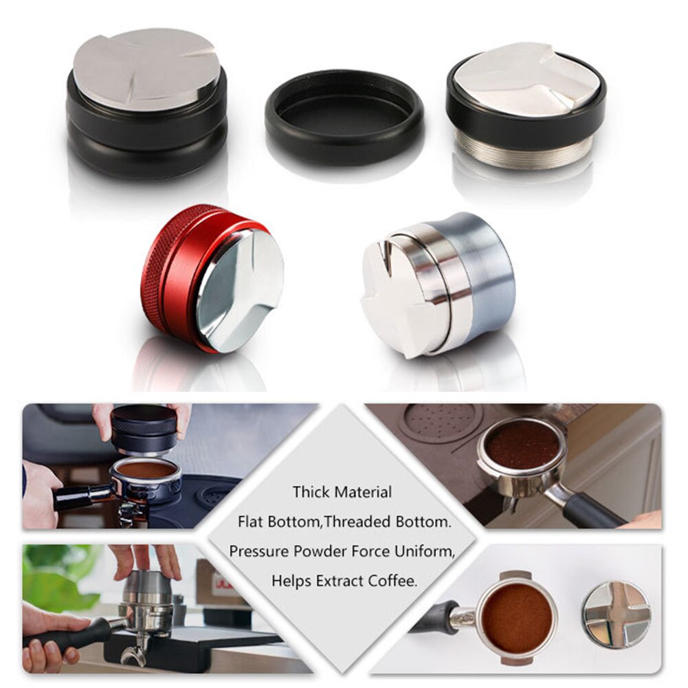 51mm Adjustable Coffee Espresso Tamper Trefoil Coffee Distributor For Barista Flat Stainless Steel Base Coffee Bean Press Tools