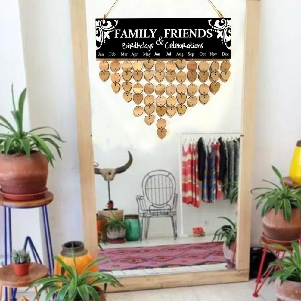 DIY Wood Family & Friends Calendar Birthday Reminder Calendar House Calendar Hanging Decoration DIY Family & Friends Calendar