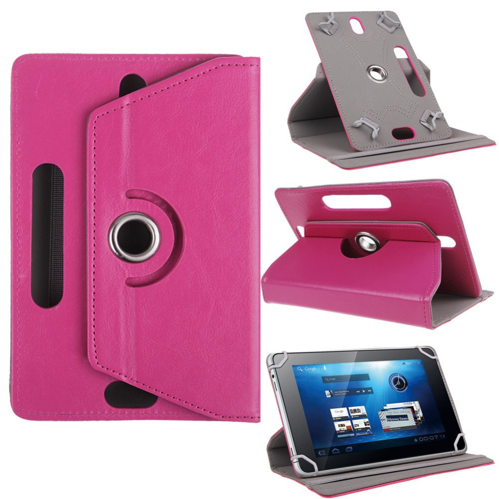 360 Rotating Cover for BQ Aquaris M10 Ubuntu Edition/Tesla 2 W10/E10 10.1 Inch Tablet UNIVERSAL PU Leather Case +pen: rose red