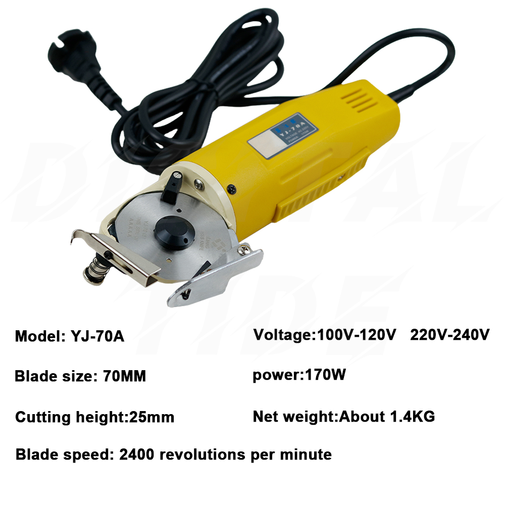 Tijeras eléctricas para cortar tela, Kit de máquina cortadora de tela, herramientas de corte para ropa, cuero, 220V, 70mm, 170W