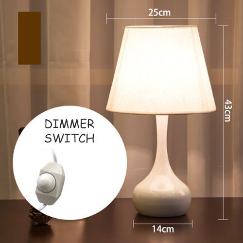 Table Lamps for Bedroom Bedside LED Nordic Modern Fabric Shade Desk Light for Living Room Study E27 Decor Lighting Night Lights: B Style White Dimmer