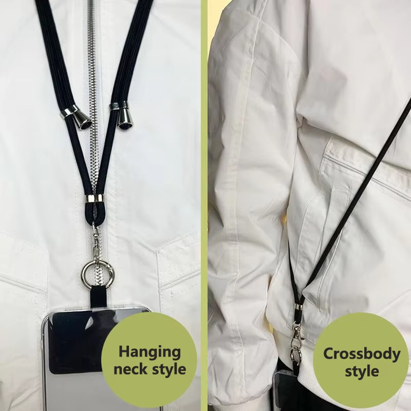 Universele crossbody telefoonkoord met clip, verstelbare lange nekband, anti-verlies hangkoord voor mobiele telefoon, reizen, werk, dagelijks gebruik