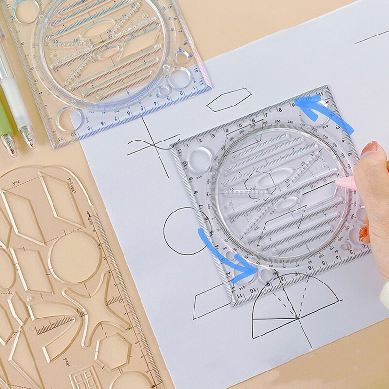 Angle Geometric Drawing Template Circle Maker Drawing Ruler Multifunctional Circular Drawing Measuring Scale