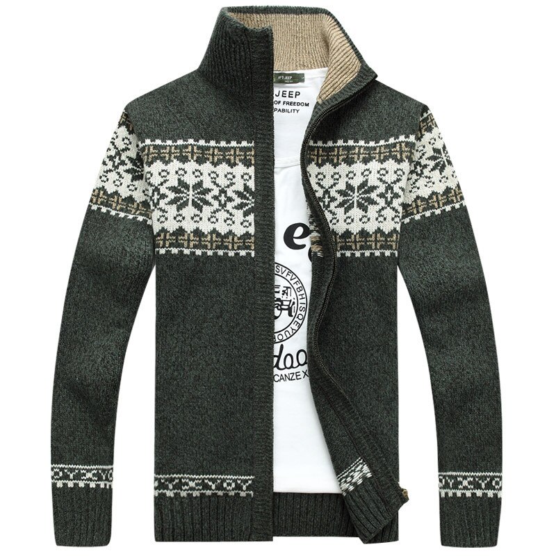 Trui mannen mode jacquard dikke trui herfst winter warm rits vest mannen casual trui maat M-3XL: Groen / Asia XXL 65 to 75kg