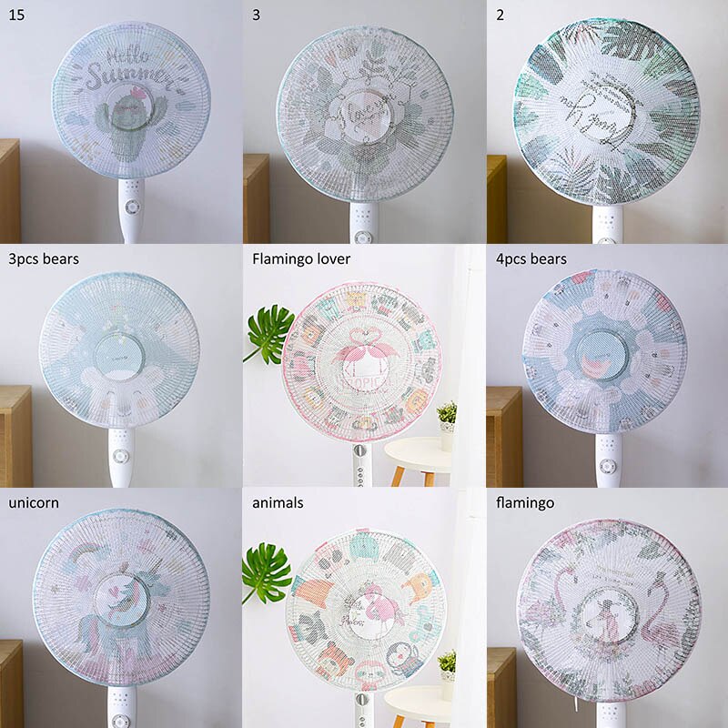 1Pcs Cute Cartoon Animal Home Use Electric Fan Protective Cover Safety Mesh Fan Dust Cover Fan Guard Kids Finger Protector Round