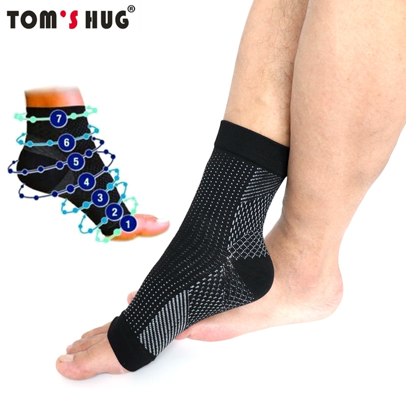 1 par anti-tretthet sportstrykk sokker ankel fot erme tøye ut kompresjon pustende yoga støtte svarte bøyle sokker