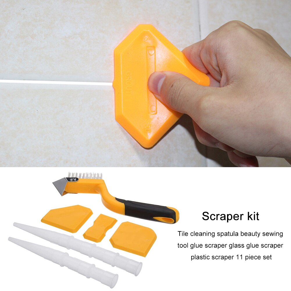 11pcs Plastic Ceramic Tile Clean Scraper Shovel Caulking Sealant Finishing Grout Seam Tool
