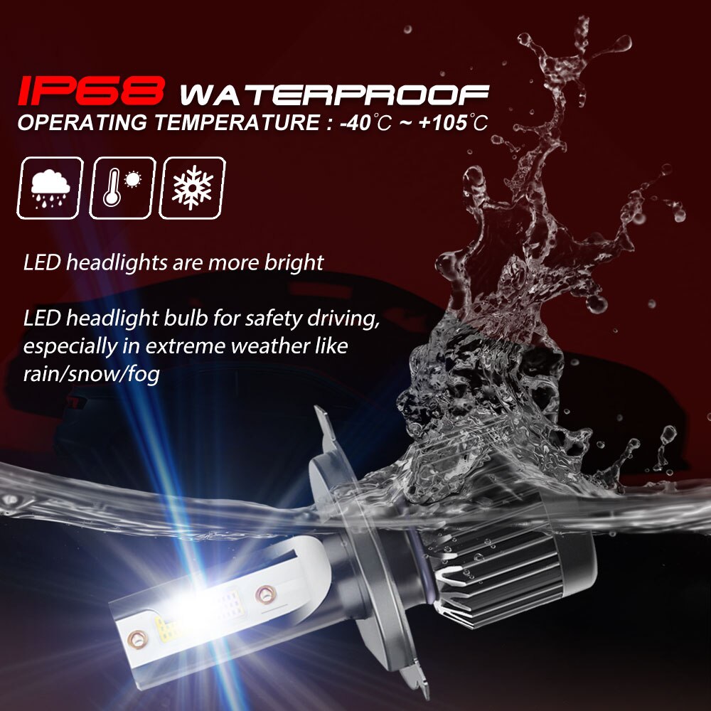 LOAUT Mini Voiture Phares LED H7 H4 H11 H1 H8 H9 9005 HB3 9006 HB4 9012 Antibrouillards Lampe Auto Ampoules 60W 12000LM 12V 24V