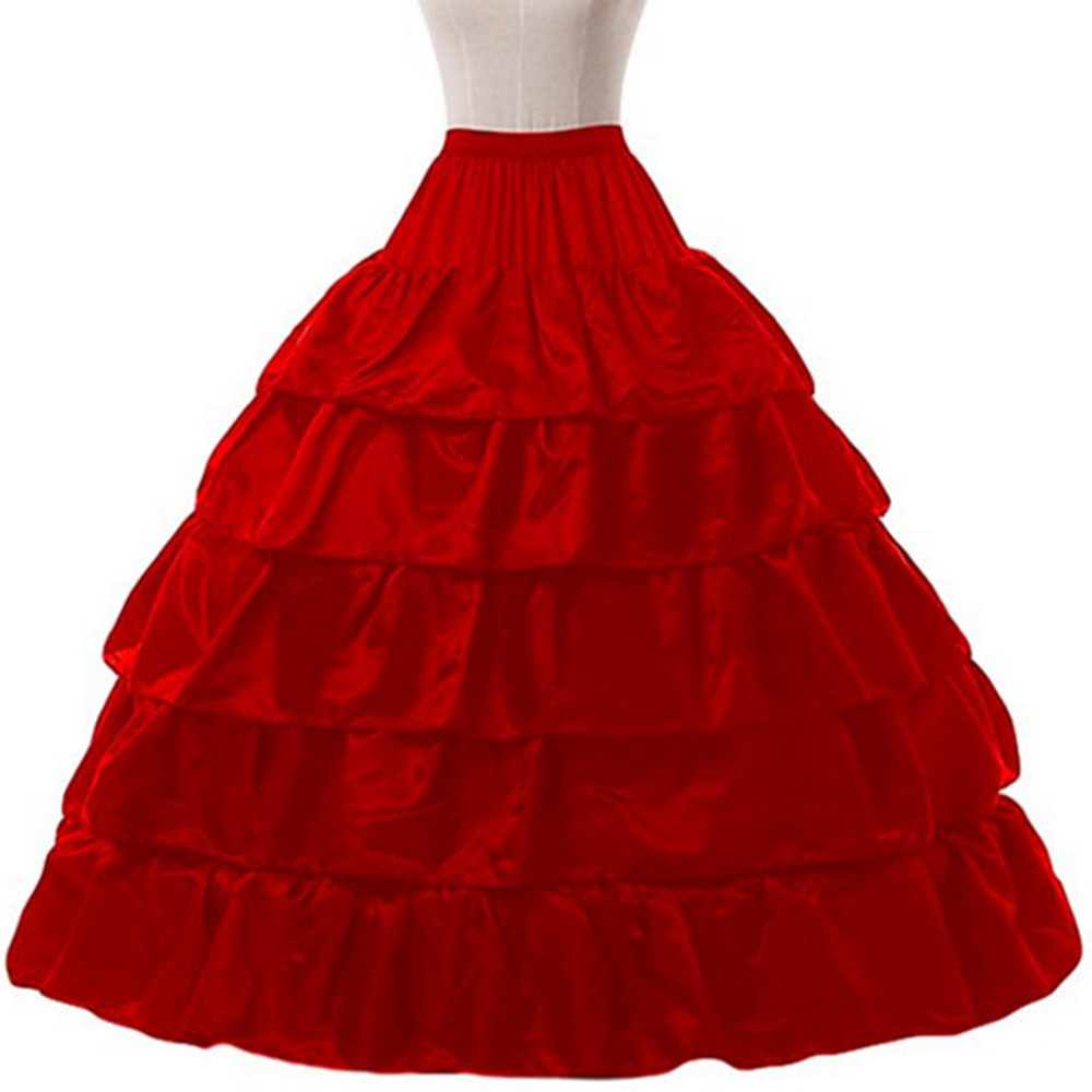 Akcesoria ślubne halka Prom długa suknia balowa krynolina podkoszulek 4 obręcze spódnica halki w magazynie biały czarny czerwony