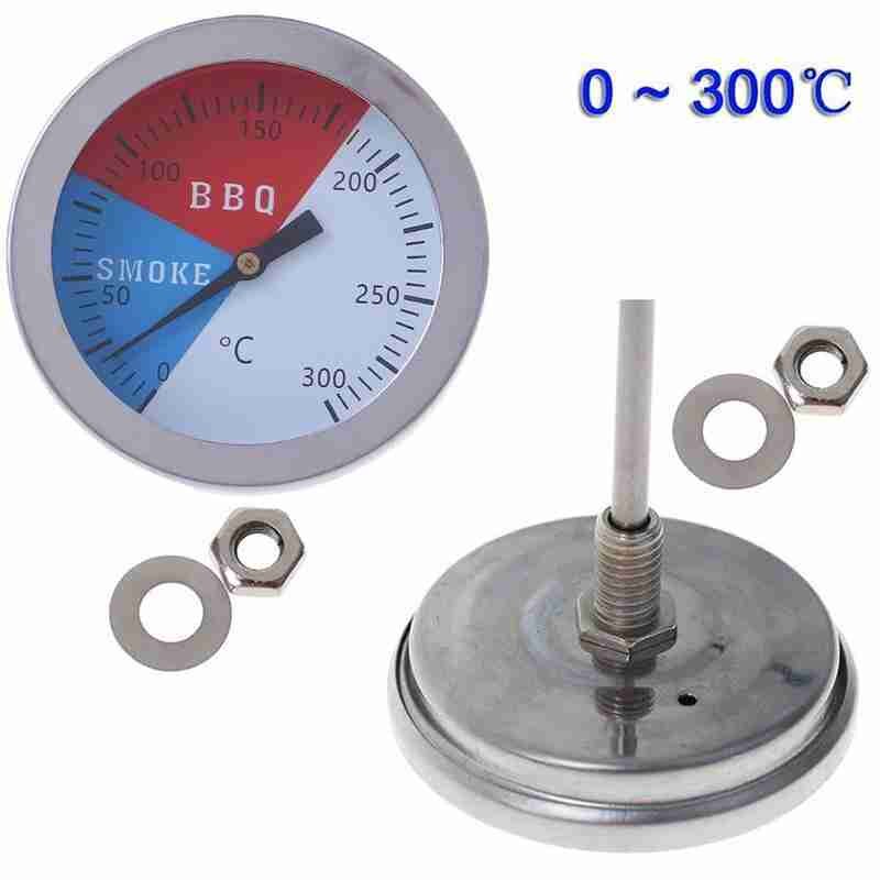 Draagbare Professionele 0-300 Celsius Rvs Bimetaal Gauge Bbq Thermometer Barbecue Thermometer Voor Bbq