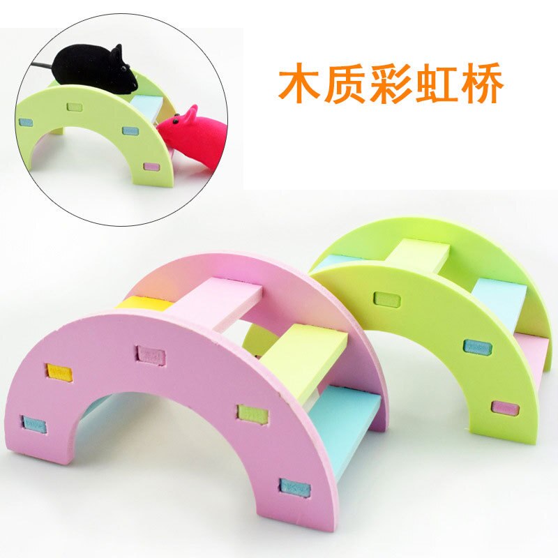 Little Hamster Rainbow Ladder Wooden Toys Parrot Hanging Bell Swing Hammock Gold Bear Nest Small House Villa: Rainbow Bridge Random Color