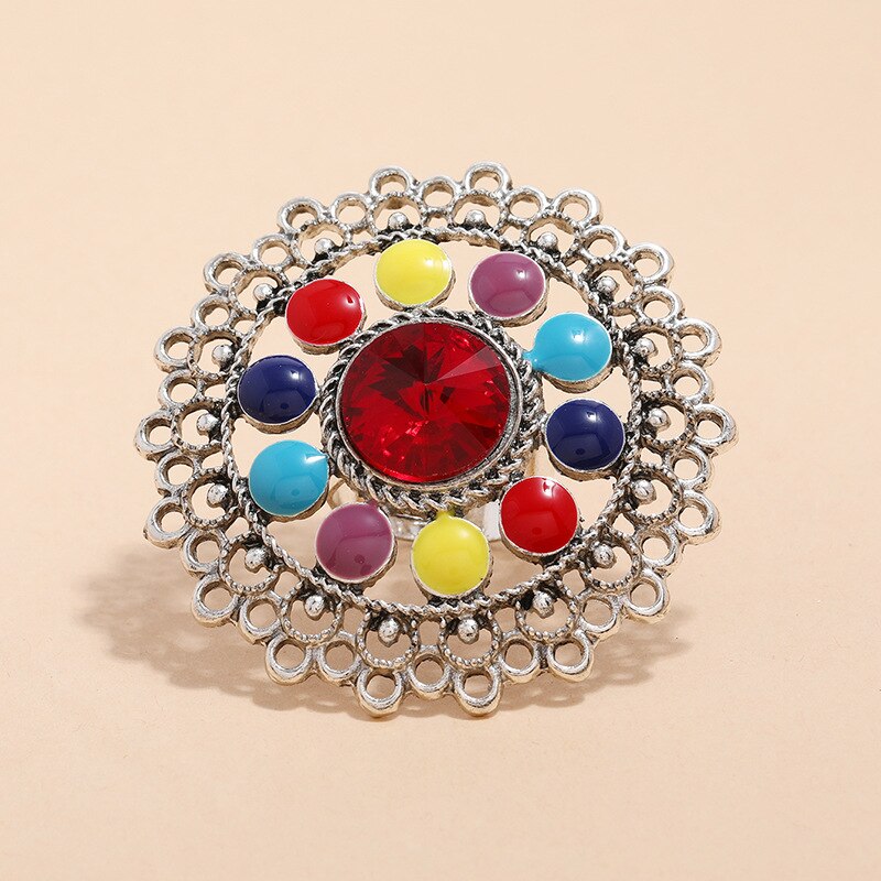 modisch Neue Liebe Runde Finger Ringe Für Frauen Jahrgang Silber Farbe Coloftul Emaille Blume Ringe Böhmischen Partei Schmuck