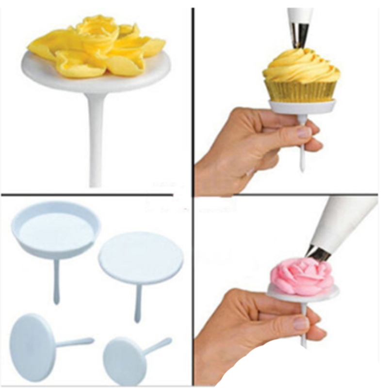 4 Stks/set Cake Stands Houders Nail Vormige Cupcake Cake Accessoires Voor Zoetwaren Dessert Decoreren Gereedschappen Bakvormen