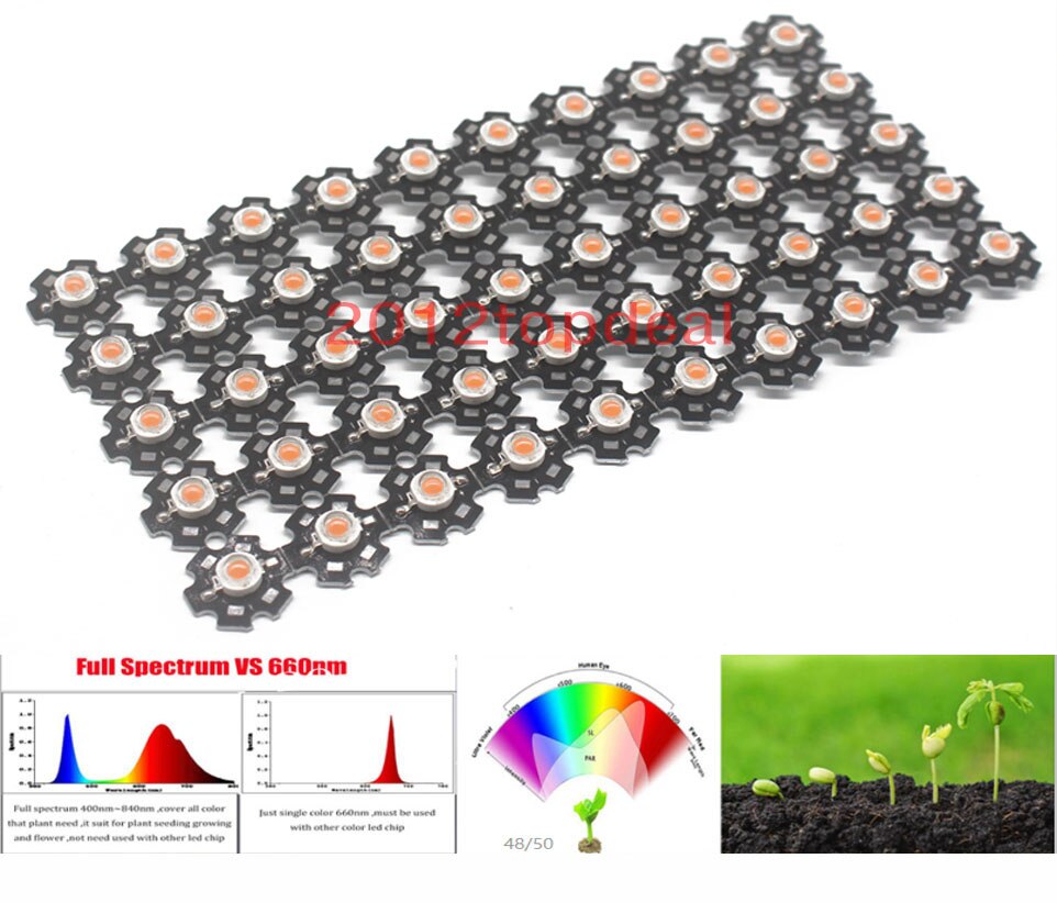 3w full spectrum led grow chip with PCB star , led grow lights ,broad spectrum 400nm-840nm led diode for indoor plant